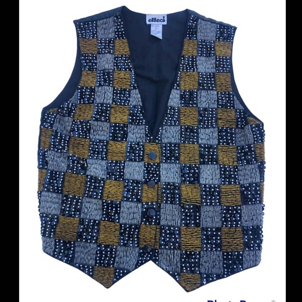 Vintage Effici beaded sequins vest M
